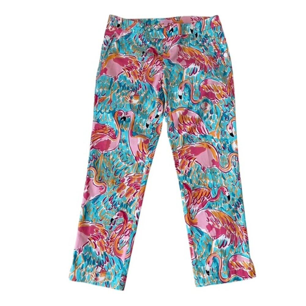 Lilly Pulitzer Elaine Peel and Eat Shrimp and Flamingo Ankle Pants 6
